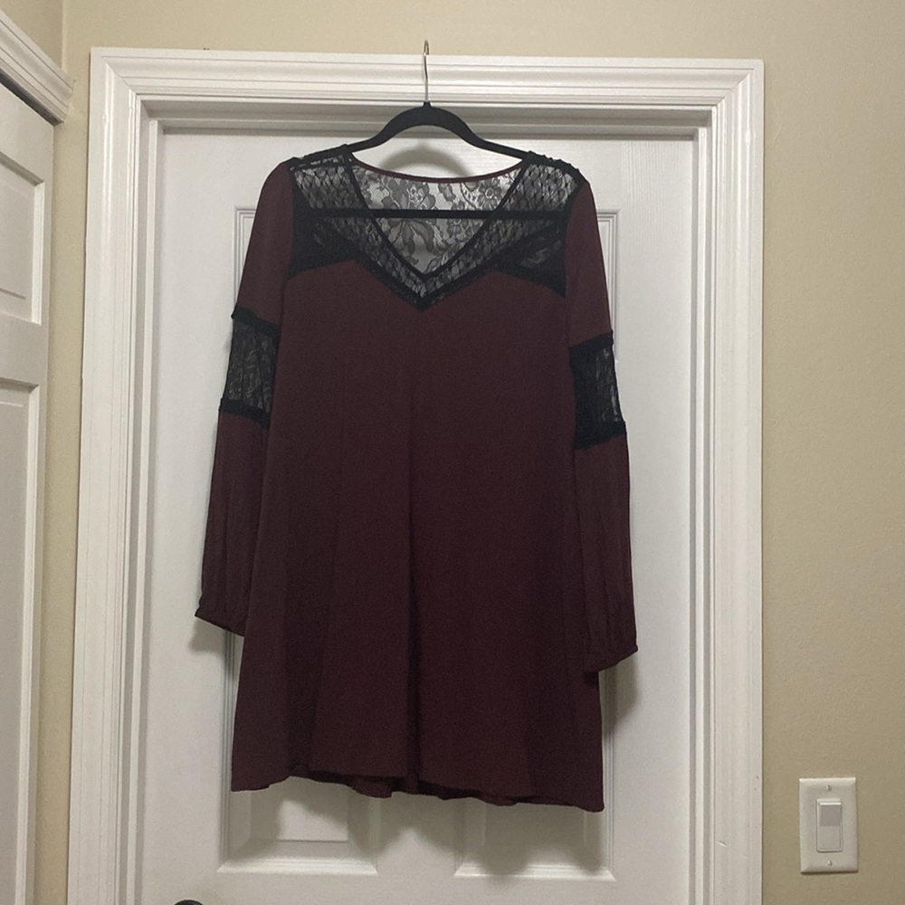 Express Womens Lace Detailed long sleeve Tunic Shirt